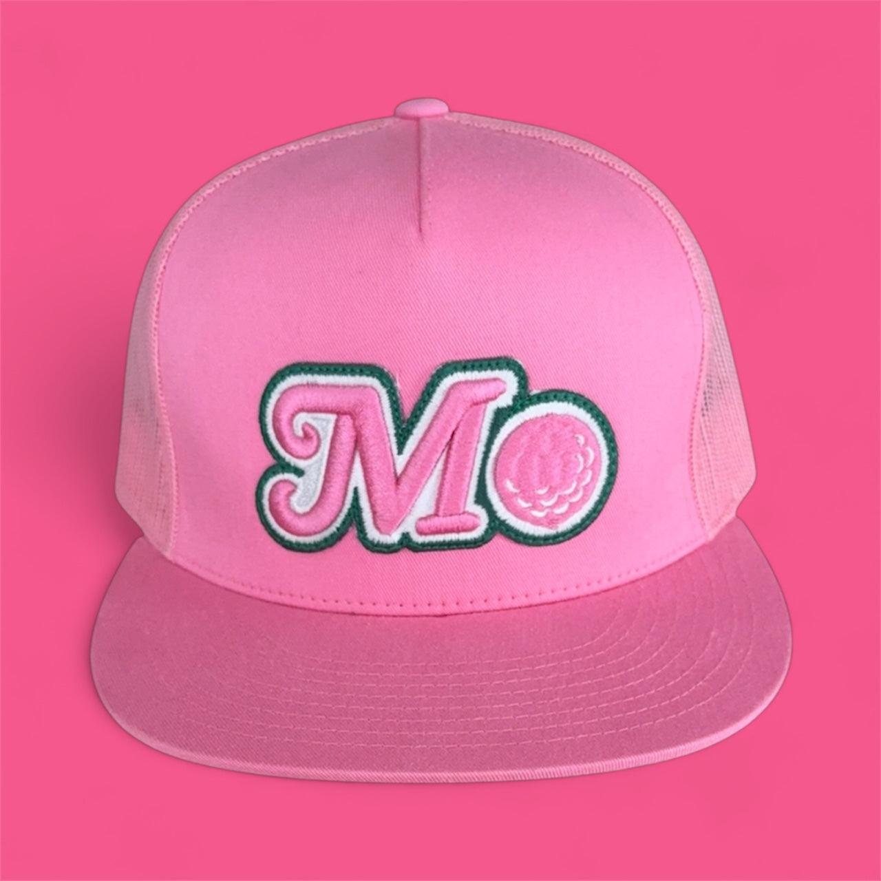 PINK MESH HAT - GREEN, WHITE, PINK LOGO
