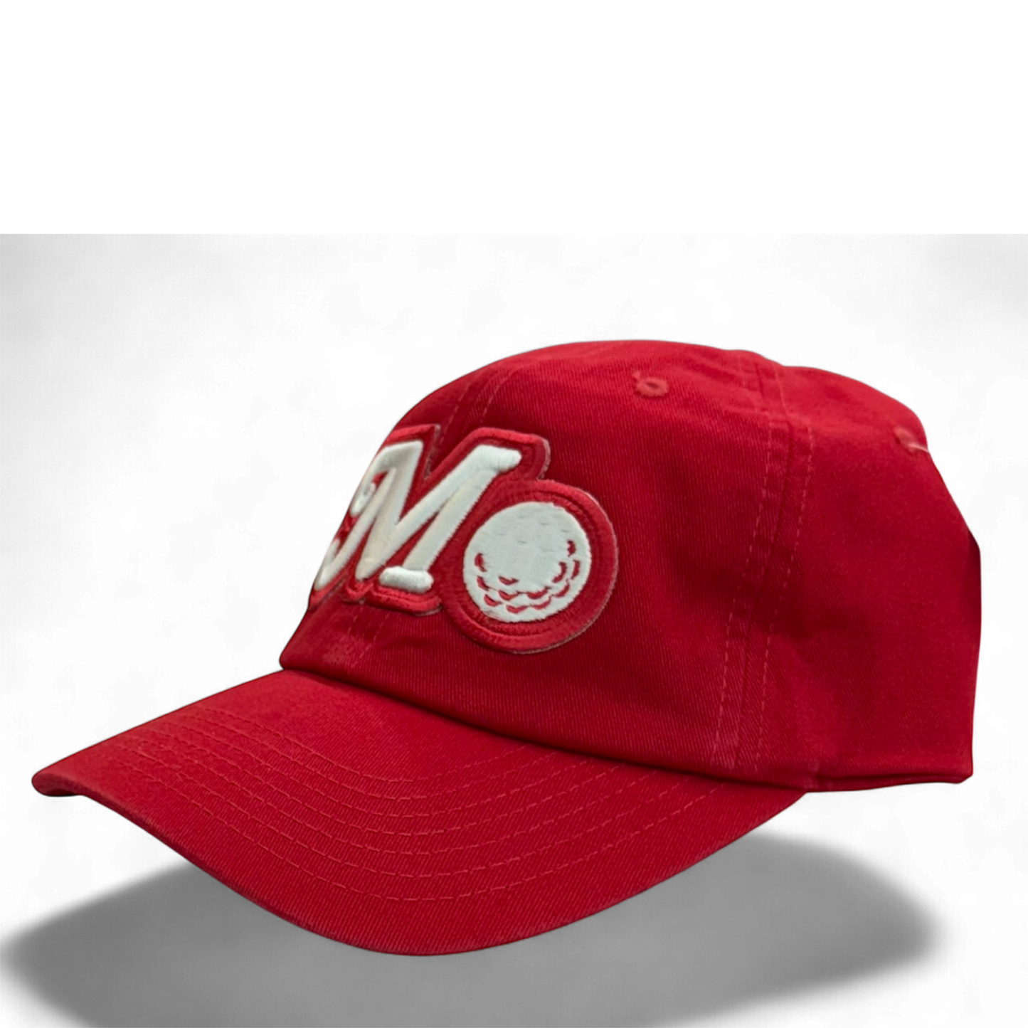 RED BUCKLE STRAP HAT - RED & WHITE LOGO