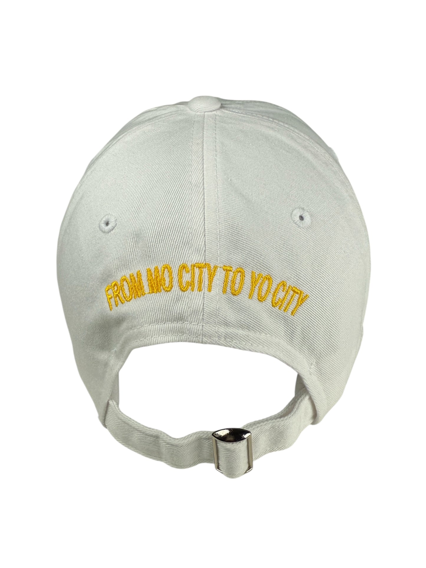 WHITE COTTON BUCKLE STRAP HAT