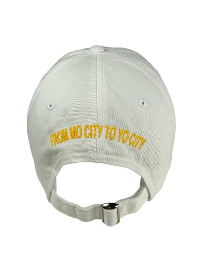 WHITE COTTON BUCKLE STRAP HAT