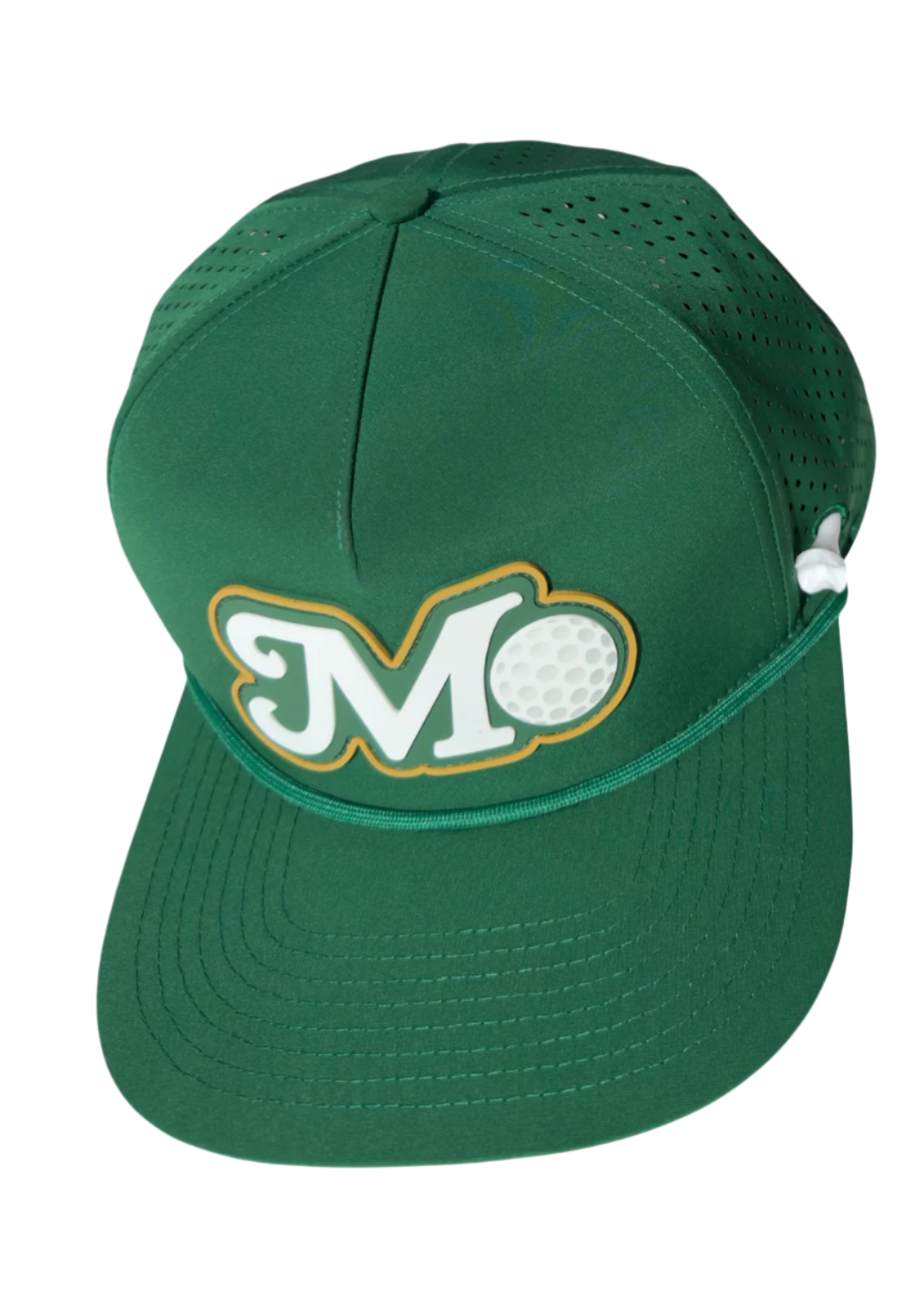Green cap with a logo on a white background