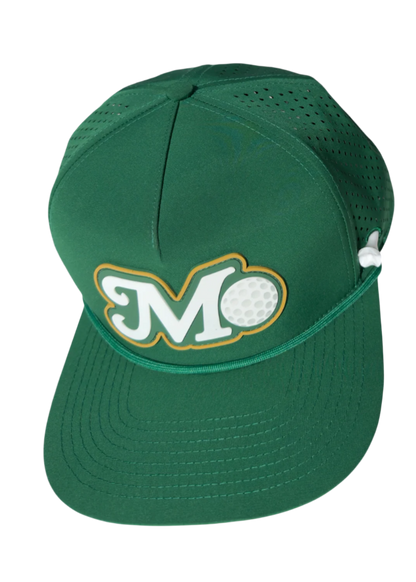 Green cap with a logo on a white background