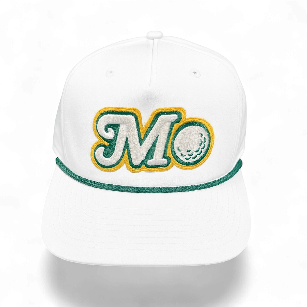 WHITE 5-PANEL POLYESTER ROPE HAT