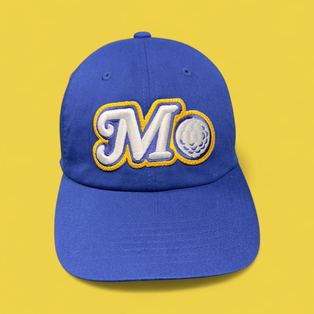 BLUE WITH BLUE/GOLD LOGO BUCKLE STRAP HAT