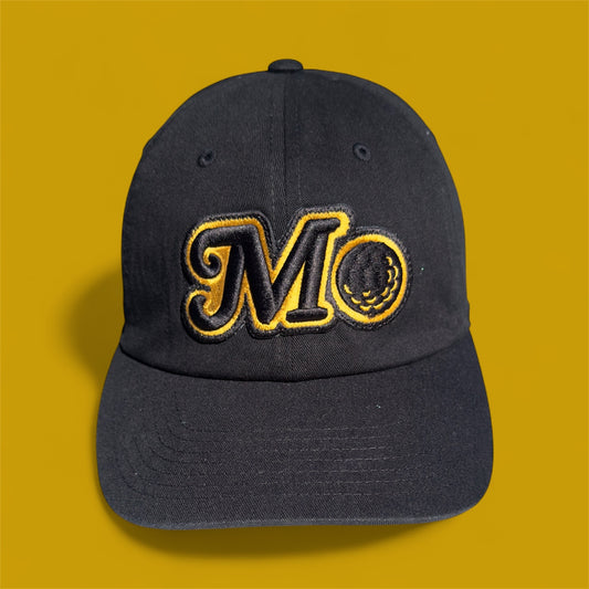 BLACK AND GOLD BUCKLE STRAP HAT