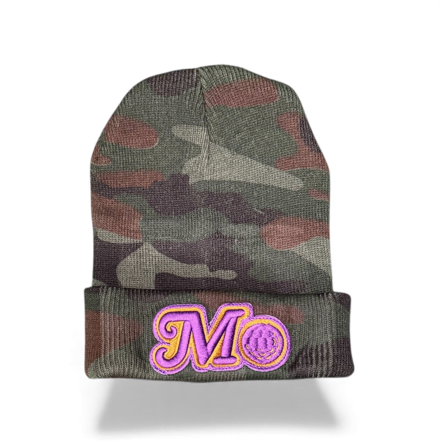 CAMO BEANIE - PURPLE/GOLD LOGO