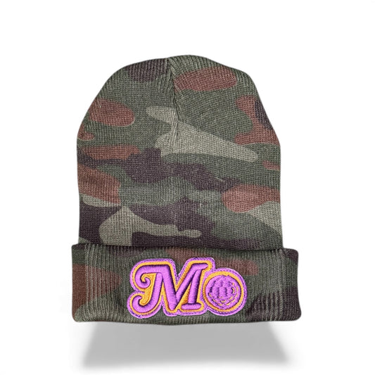 CAMO BEANIE - PURPLE/GOLD LOGO