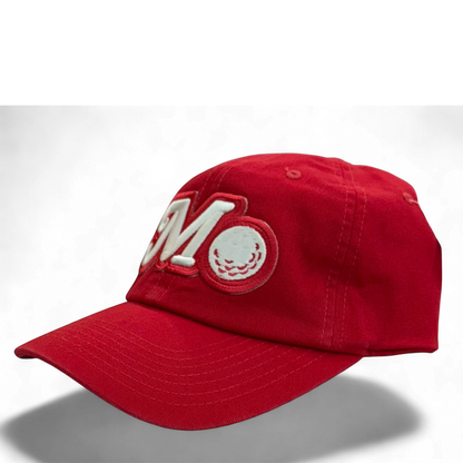 RED BUCKLE STRAP HAT - RED & WHITE LOGO