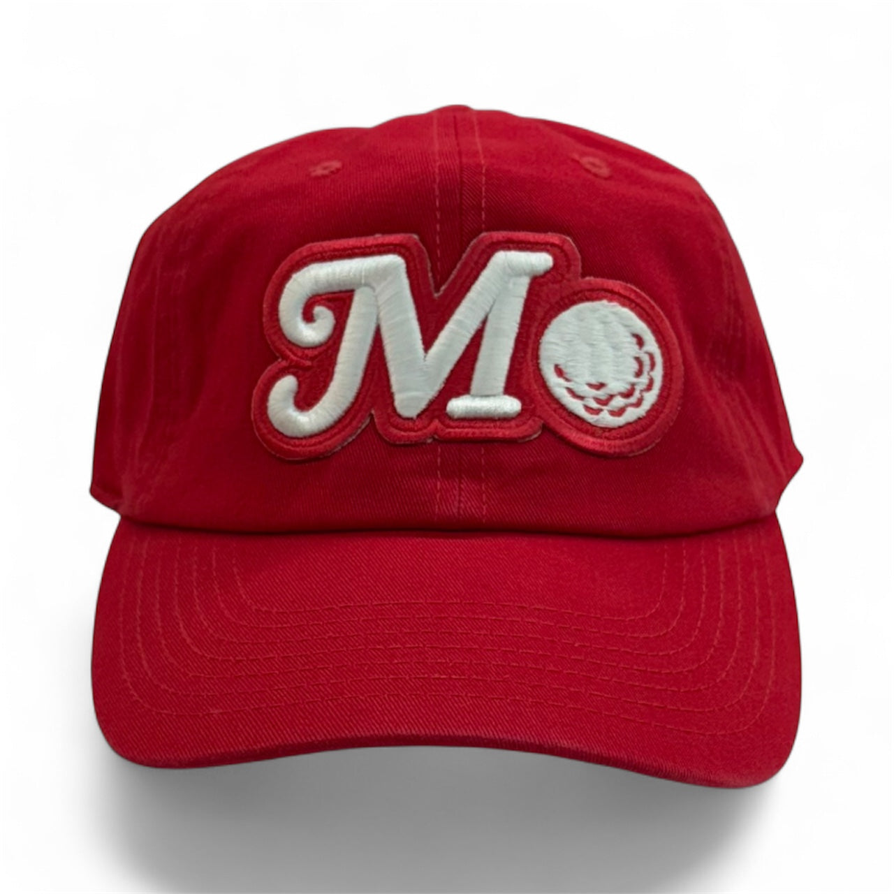 RED BUCKLE STRAP HAT - RED & WHITE LOGO