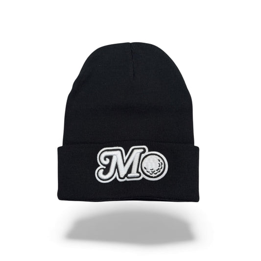BLACK BEANIE - WHITE/BLACK LOGO