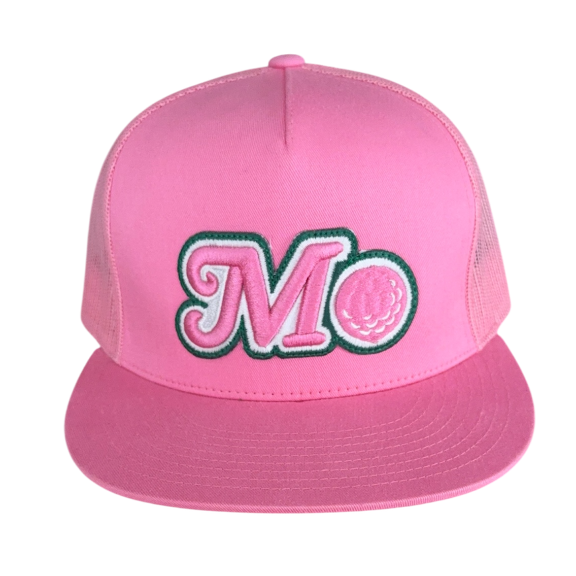 Pink Mesh Hat - Green, White, Pink Logo