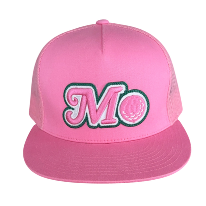 Pink Mesh Hat - Green, White, Pink Logo