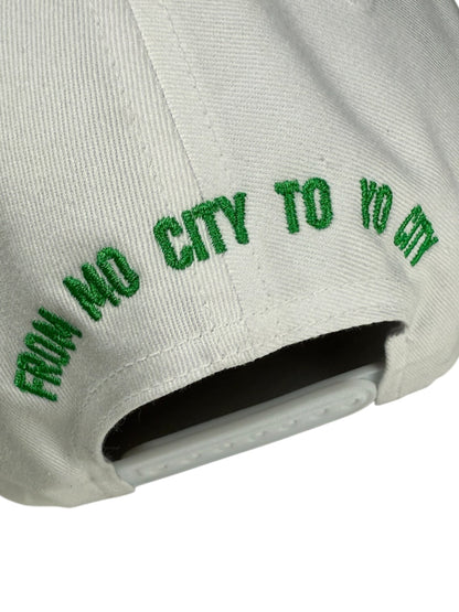 WHITE OFF COURSE STREET HAT - PINK LOGO